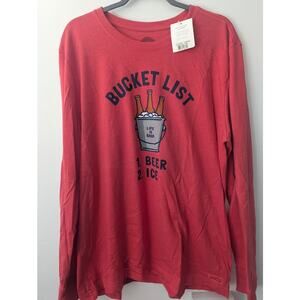 Life Is Good Bucket List Beer Graphic Long Sleeve Shirt Men’s Large NWT